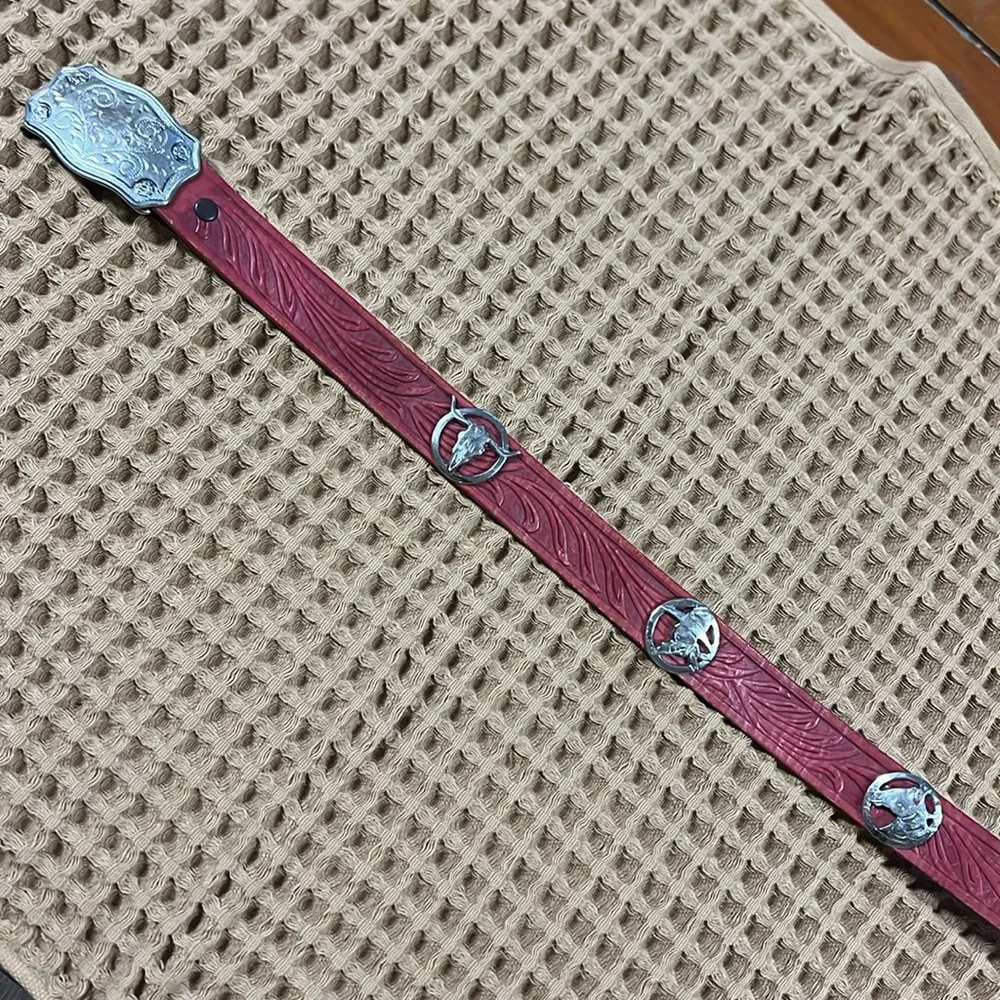 Justin | Red Tooked Leather Cowhide Toddler Belt 24 inches